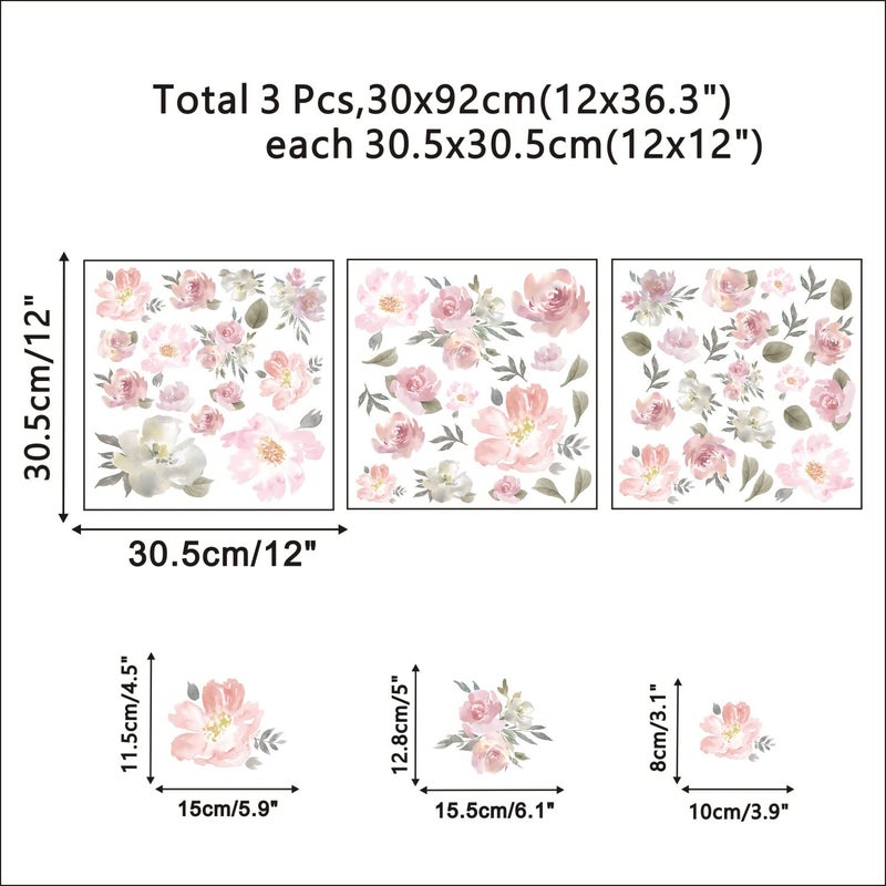 TOARTi Watercolor Pink Flowers Vinyl Wall Decal, Blooming Peony Floral Wall Sticker for Girls Bedroom Wedding Party Decoration (56pcs Colorful Flowers Wall Stickers) - Image 4